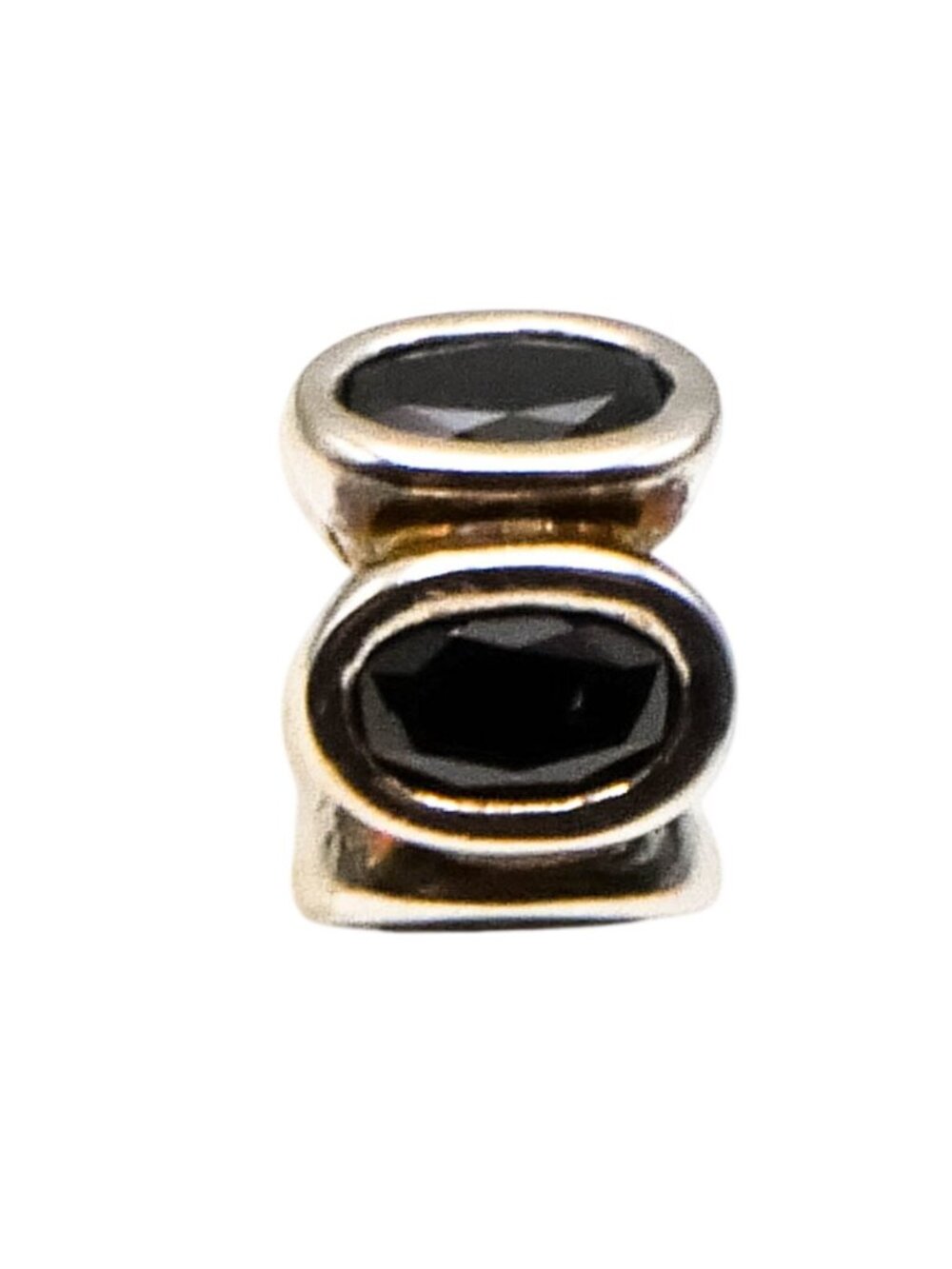 Pandora Black Oval Lights Charm Sterling Silver Black Zirconia Bead Retired